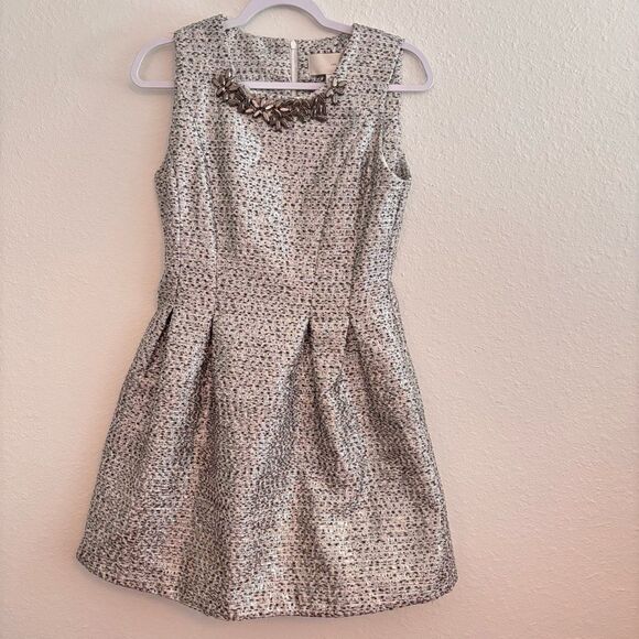 NWOT J.O.A. Embellished Dress Silver Tweed-style Dress Size Medium - Picture 2 of 7